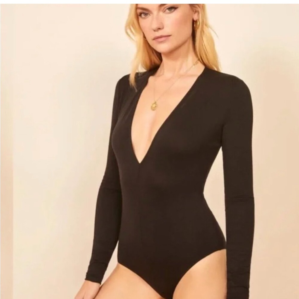 Reformation, Deep V Bodysuit “Troye”